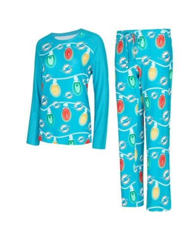 Женский комплект Concepts Sport Aqua Miami Dolphins Garland Knit Raglan Long Sleeve Top и Pants
