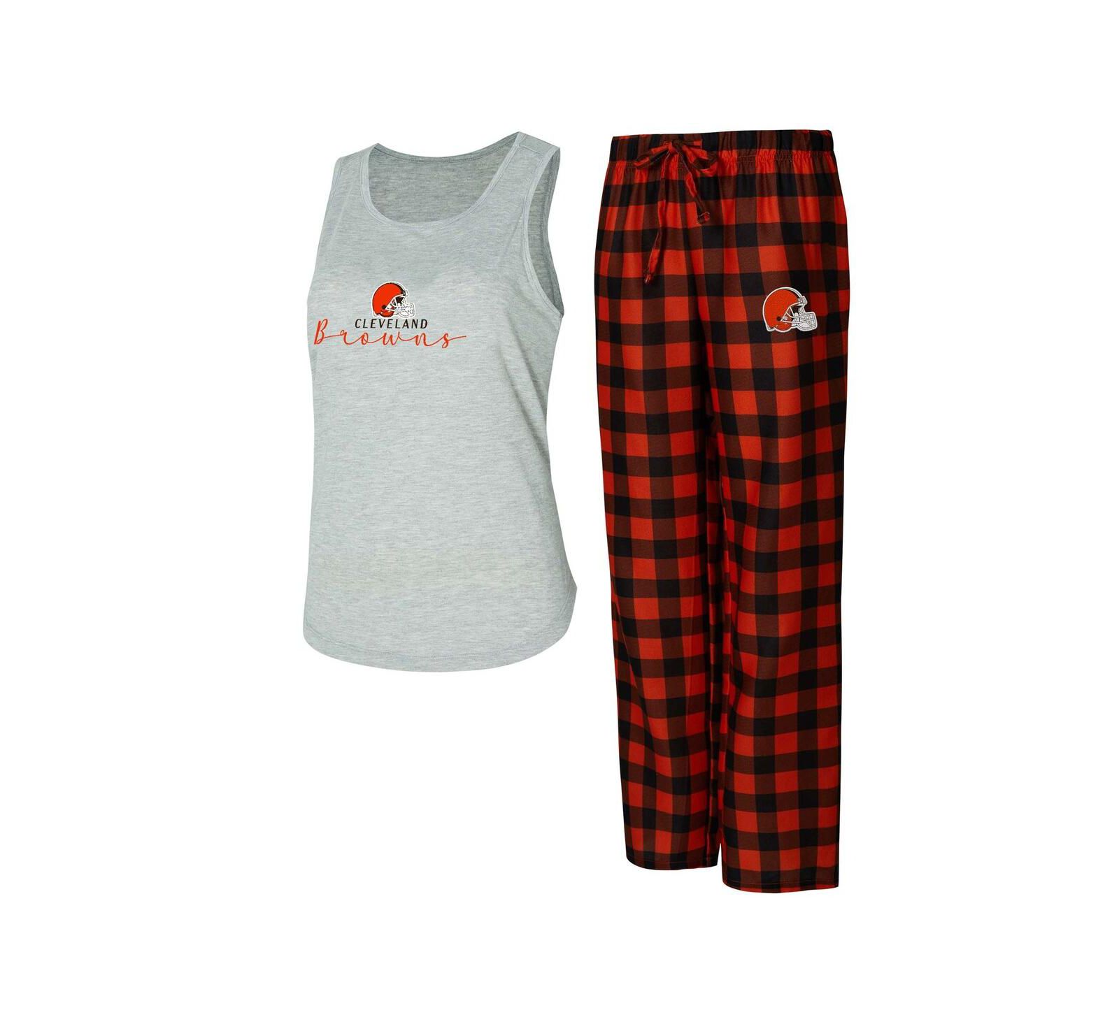 Concepts Sport Women's Gray/Brown Cleveland Browns Petition Tank Top and Pants Sleep Set