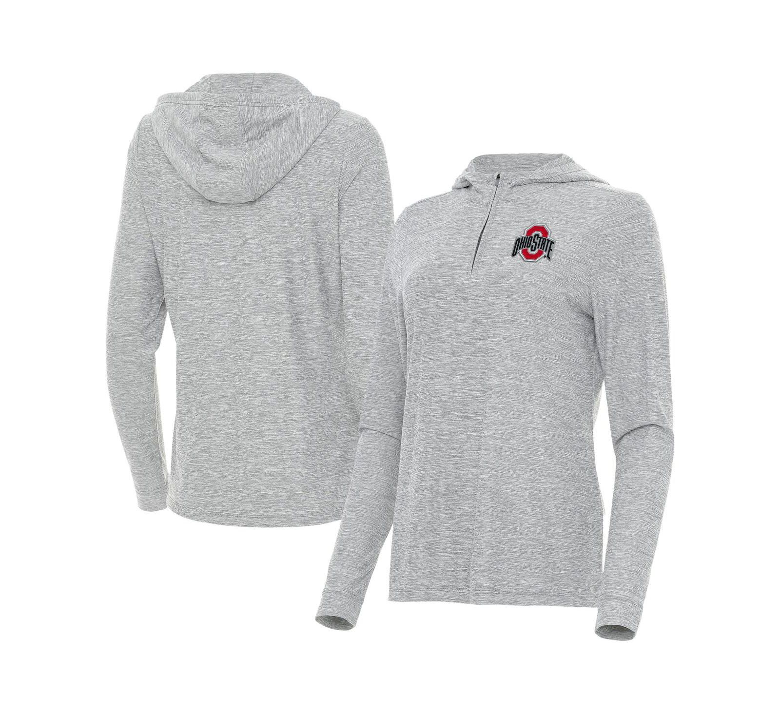 Antigua Женская толстовка Heather Gray Ohio State Buckeyes Daybreak Quarter-Zip