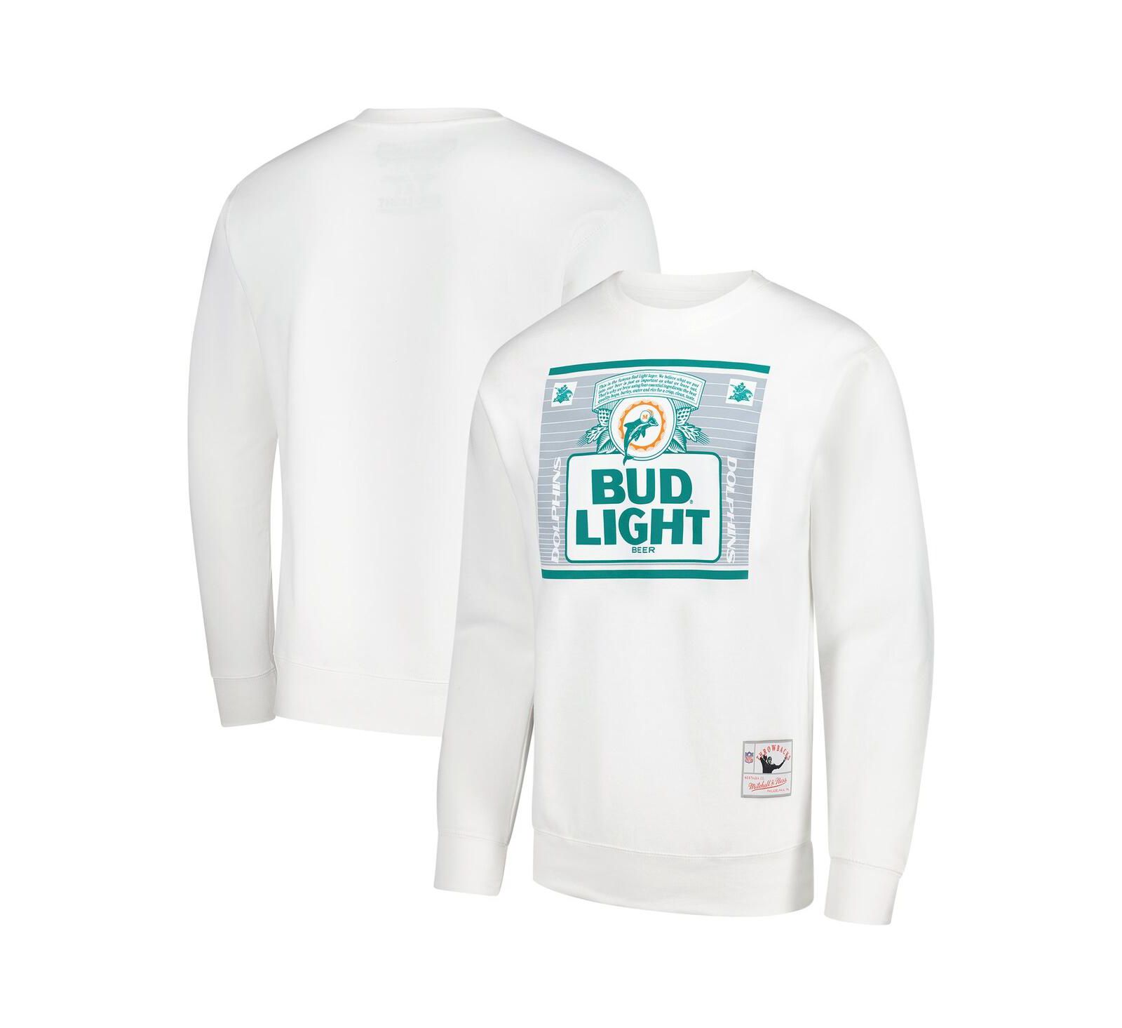 Мужская толстовка Mitchell & Ness x Bud Light White Miami Dolphins The Crest Pullover
