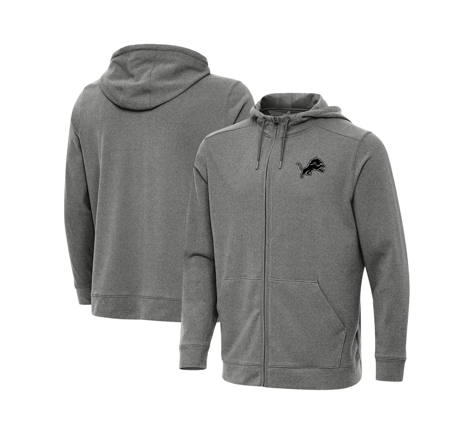 Antigua Men's Heather Black Detroit Lions Effortless Full-Zip Hoodie Jacket