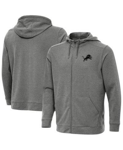 Мужское худи Antigua Detroit Lions Effortless Full-Zip цвета Heather Black