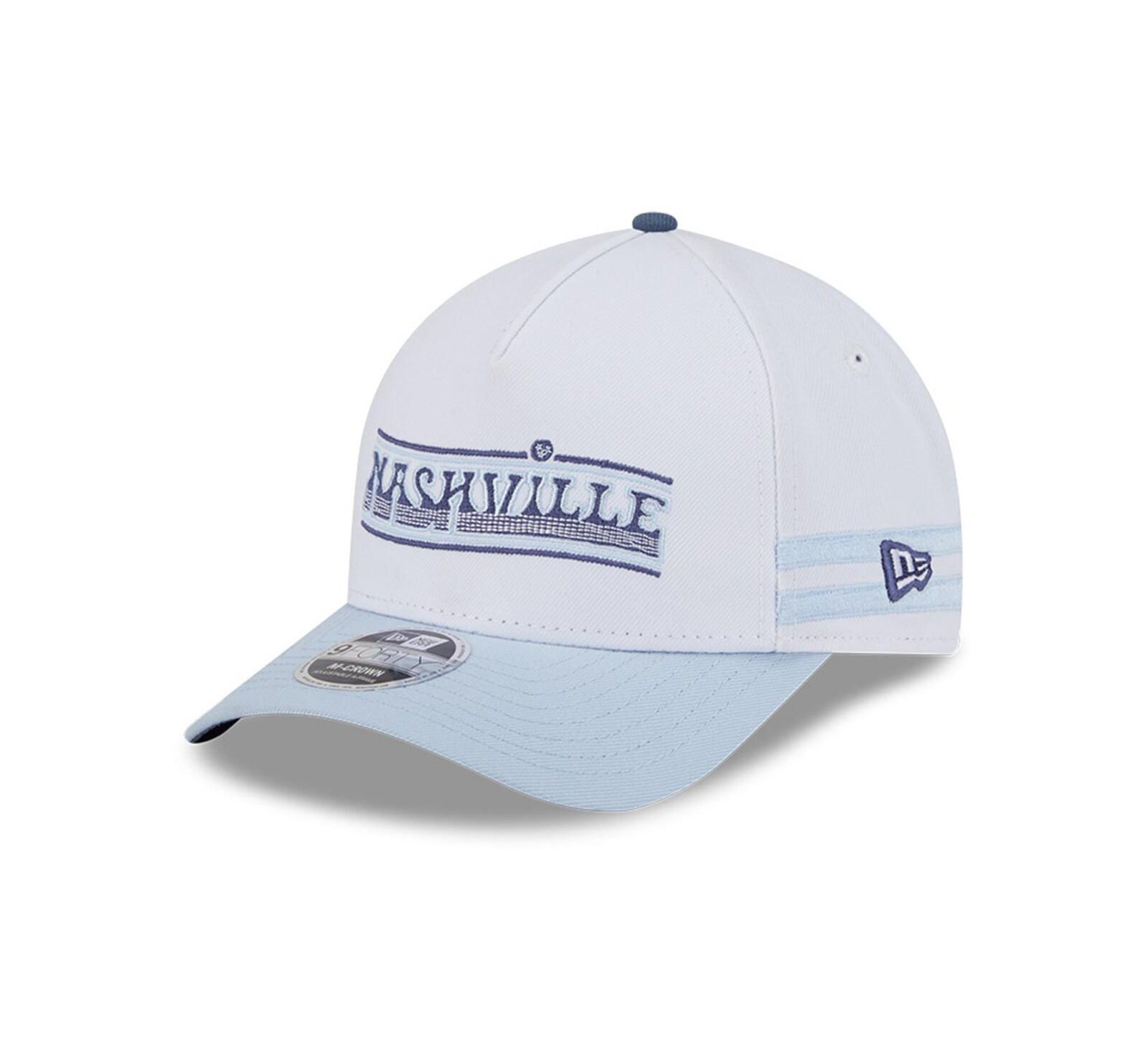 Мужская регулируемая кепка New Era Nashville SC 2025 9FORTY M-Crown, бело-голубая
