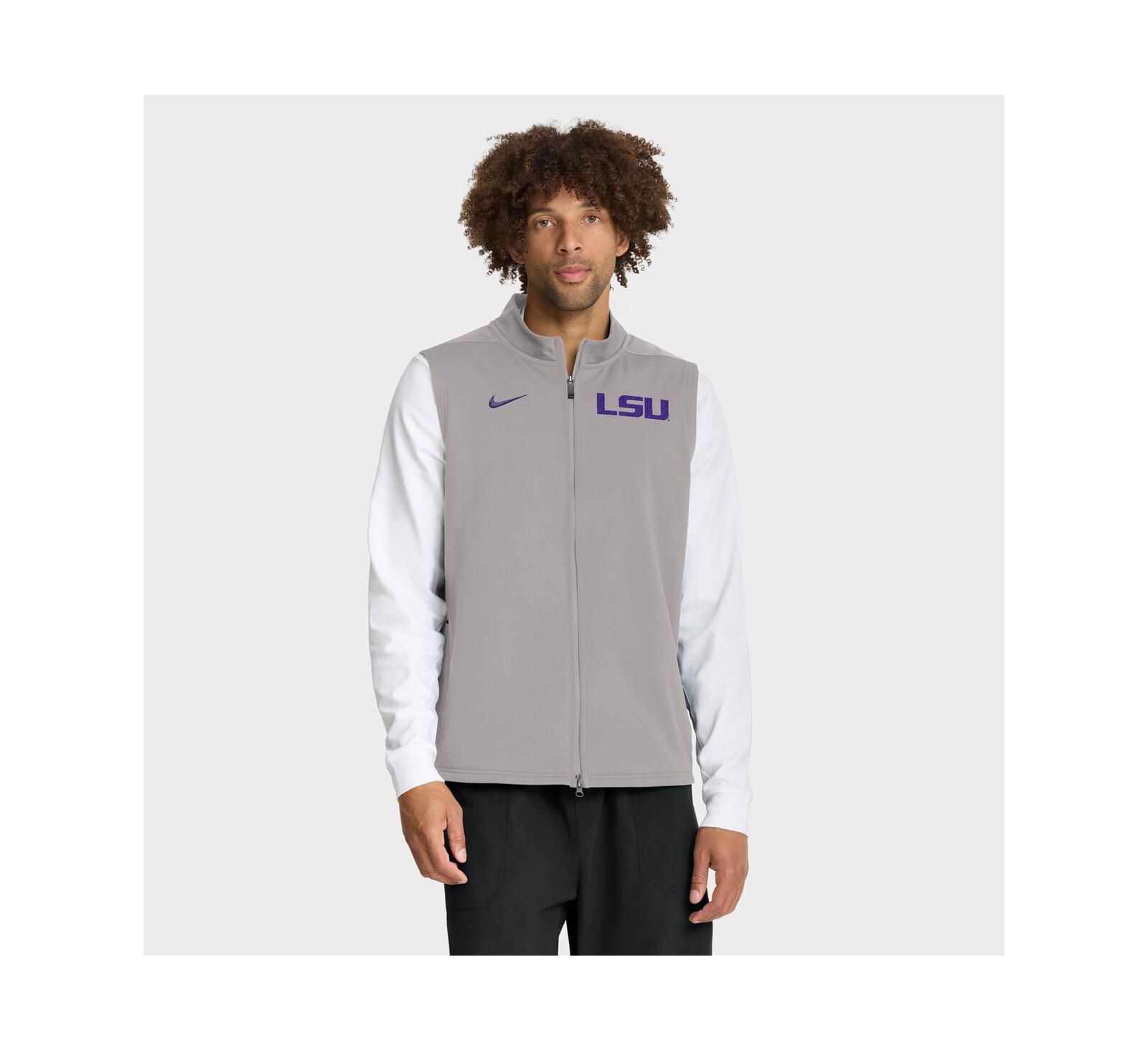 Nike Men's Gray LSU Tigers Primetime Victory Performance Full-Zip Vest