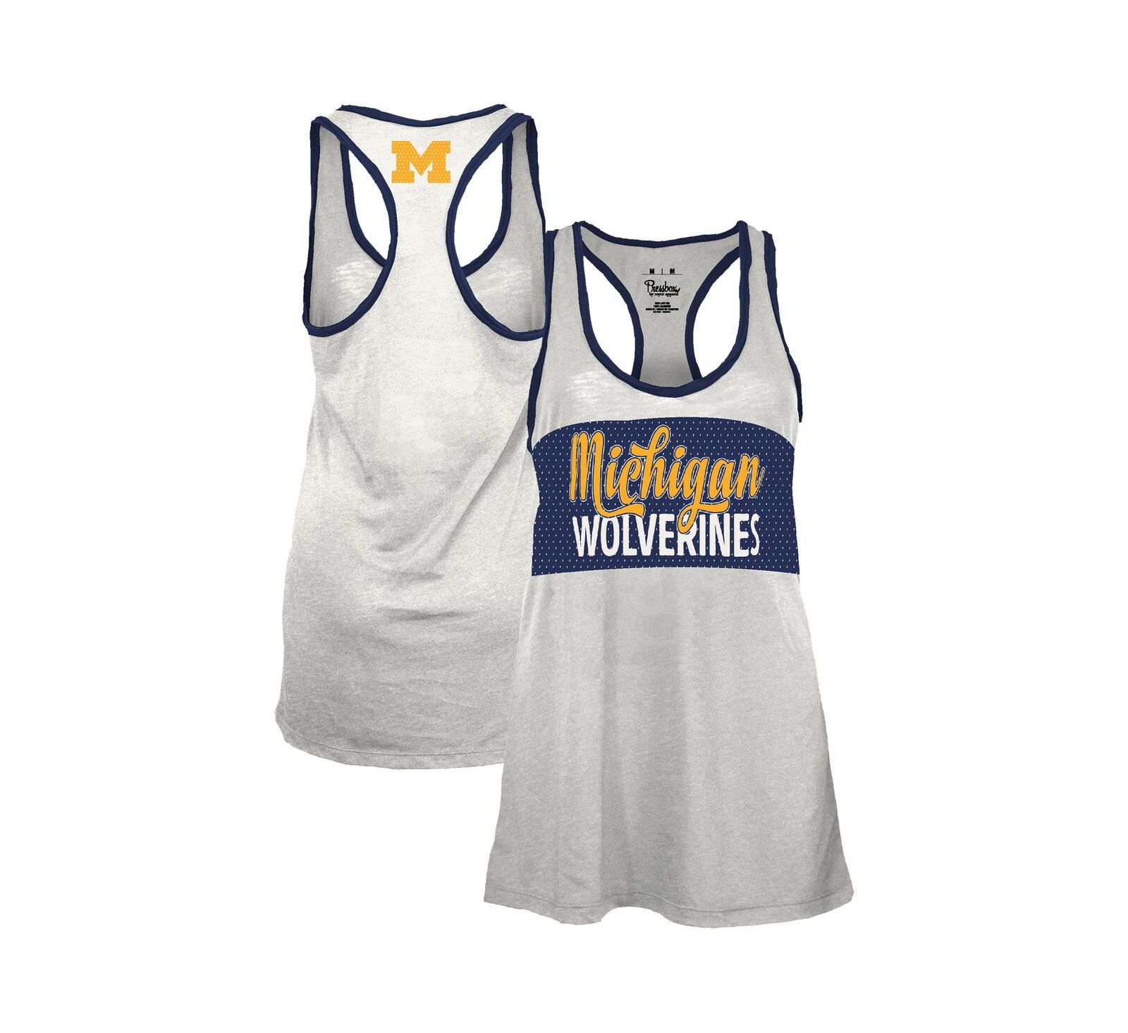 Pressbox Женский майка-топ Michigan Wolverines Tracy Racerback Burnout White/Navy
