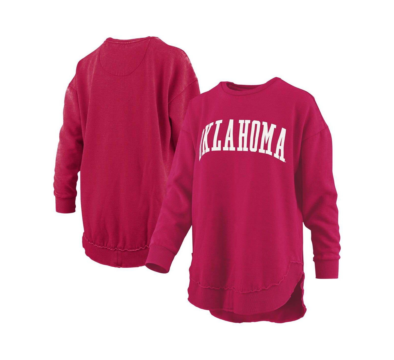 Pressbox Women's Crimson Oklahoma Sooners Mélange Poncho Vintage Fleece Long Sleeve Pullover Sweatshirt
