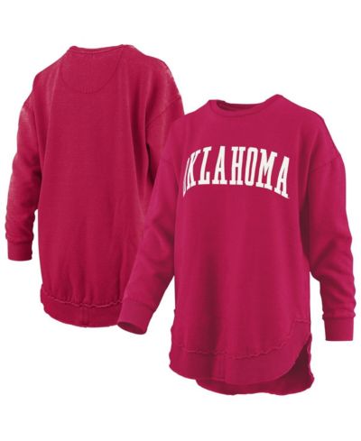 Pressbox Women's Crimson Oklahoma Sooners Mélange Poncho Vintage Fleece Long Sleeve Pullover Sweatshirt