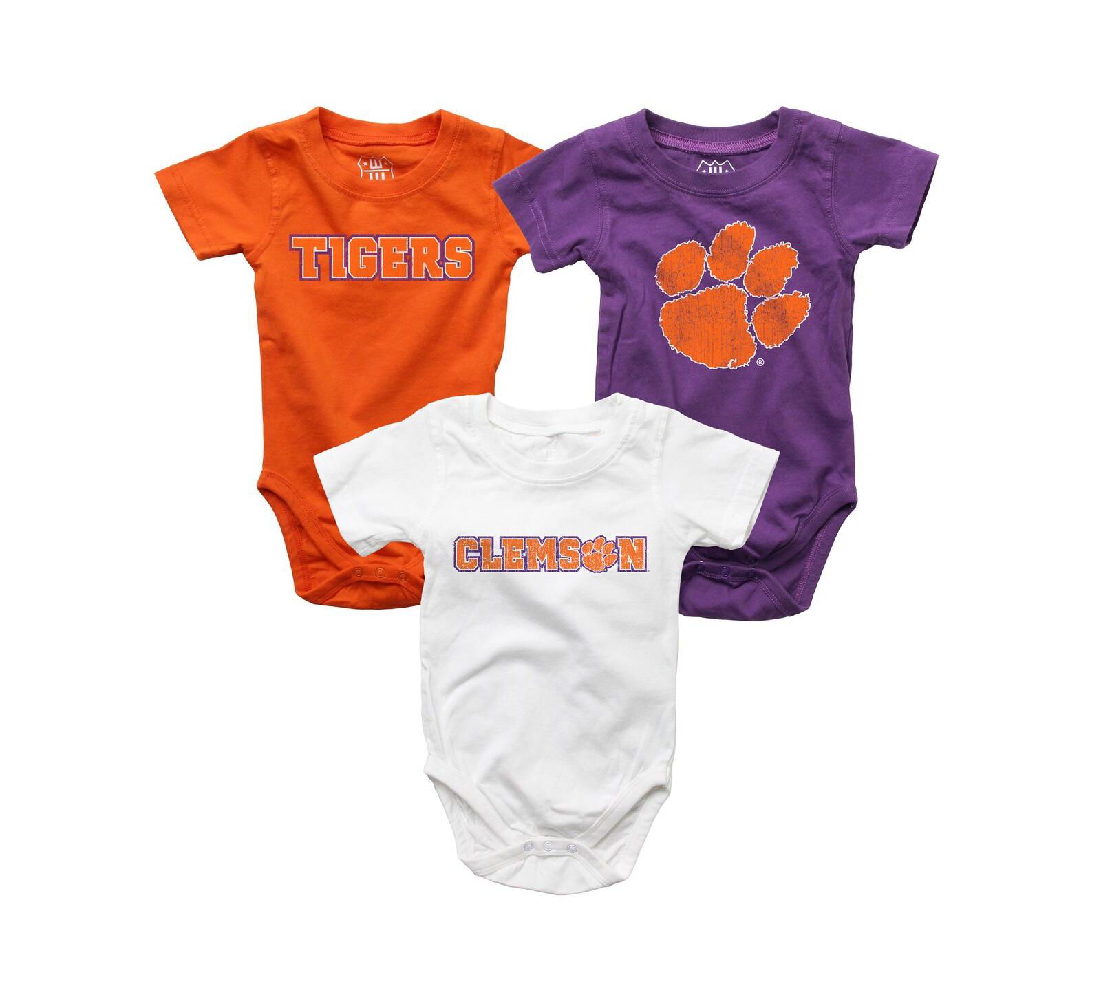 Комплект боди Wes & Willy для малышей (мальчиков и девочек), 3 шт., Clemson Tigers