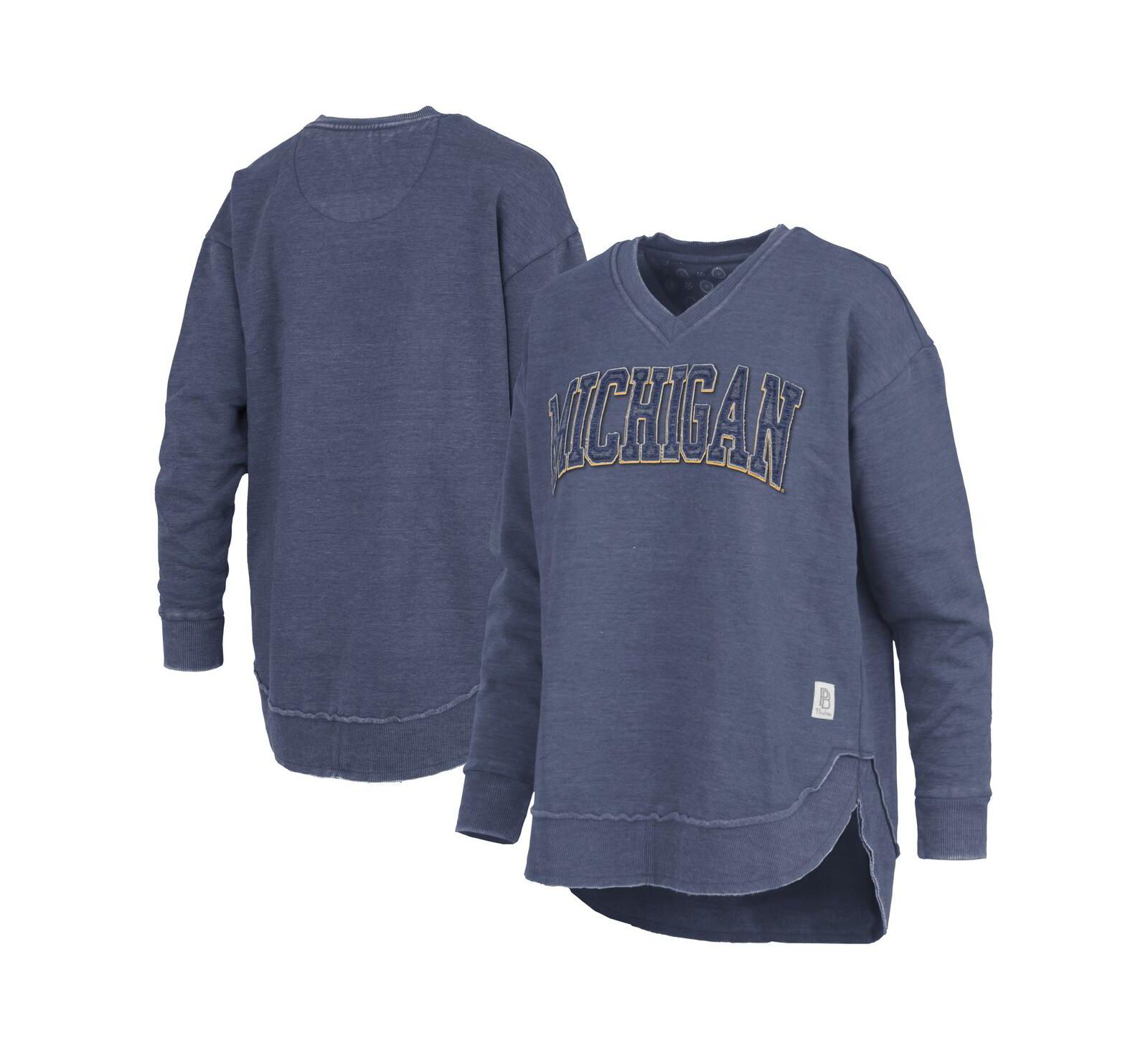 Женский джемпер-пончо Pressbox Navy Michigan Wolverines Westin с V-образным вырезом