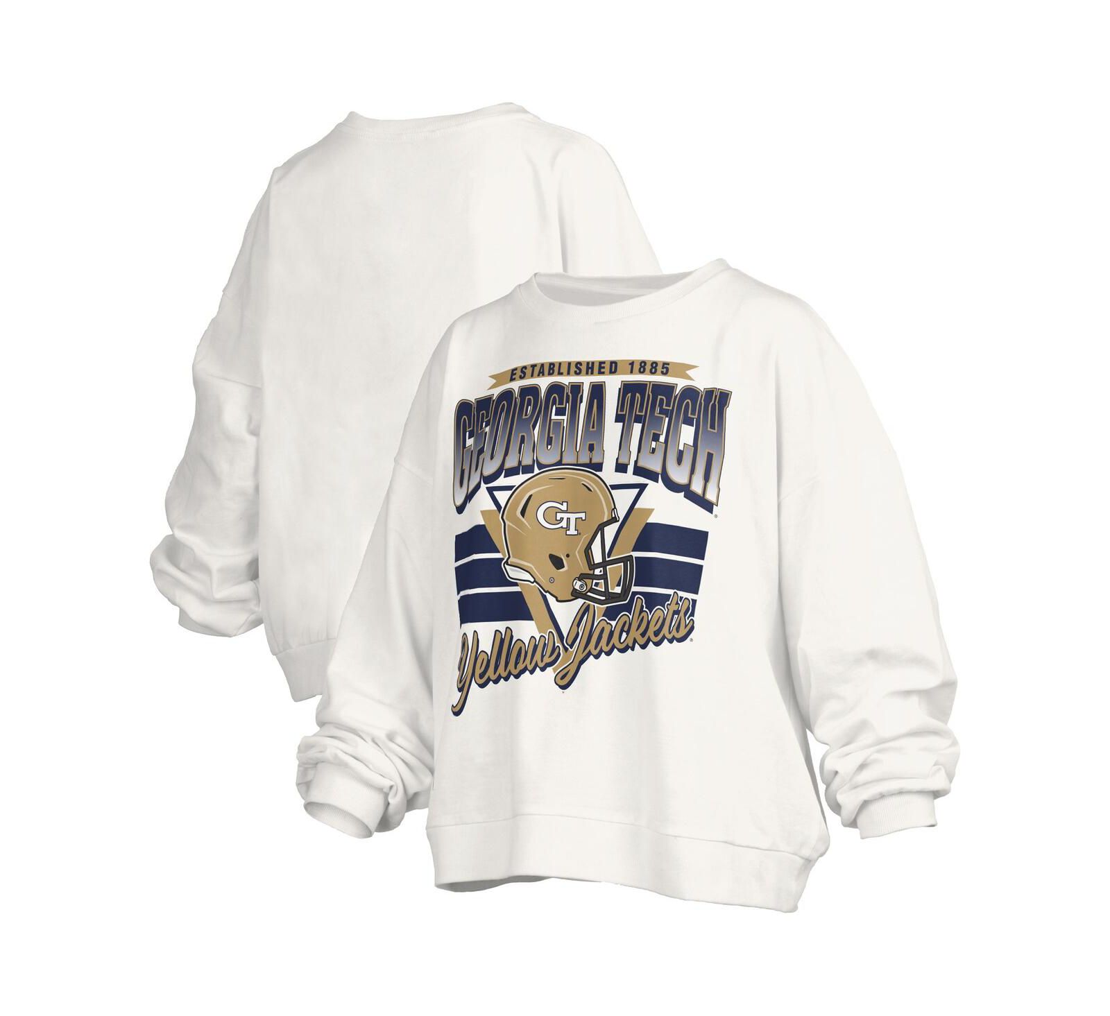 Женское белое оверсайз свитшот Pressbox Georgia Tech Yellow Jackets Janice Retro