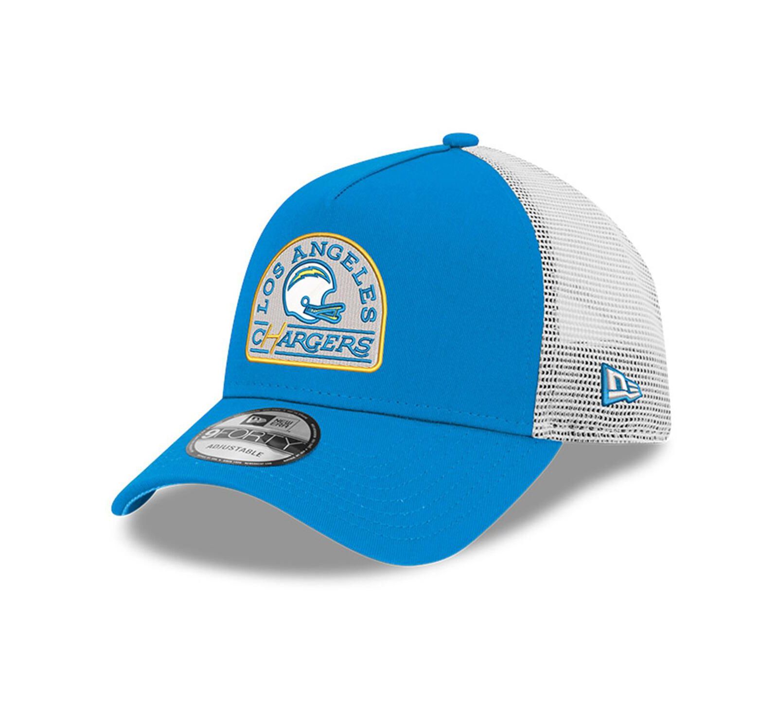 Мужская кепка New Era Powder Blue Los Angeles Chargers Charger Power A-Frame 9FORTY Trucker Adjustable Hat