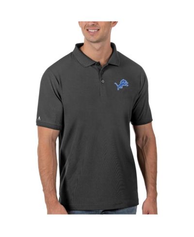 Antigua Men's Charcoal Detroit Lions Legacy Pique Polo Shirt