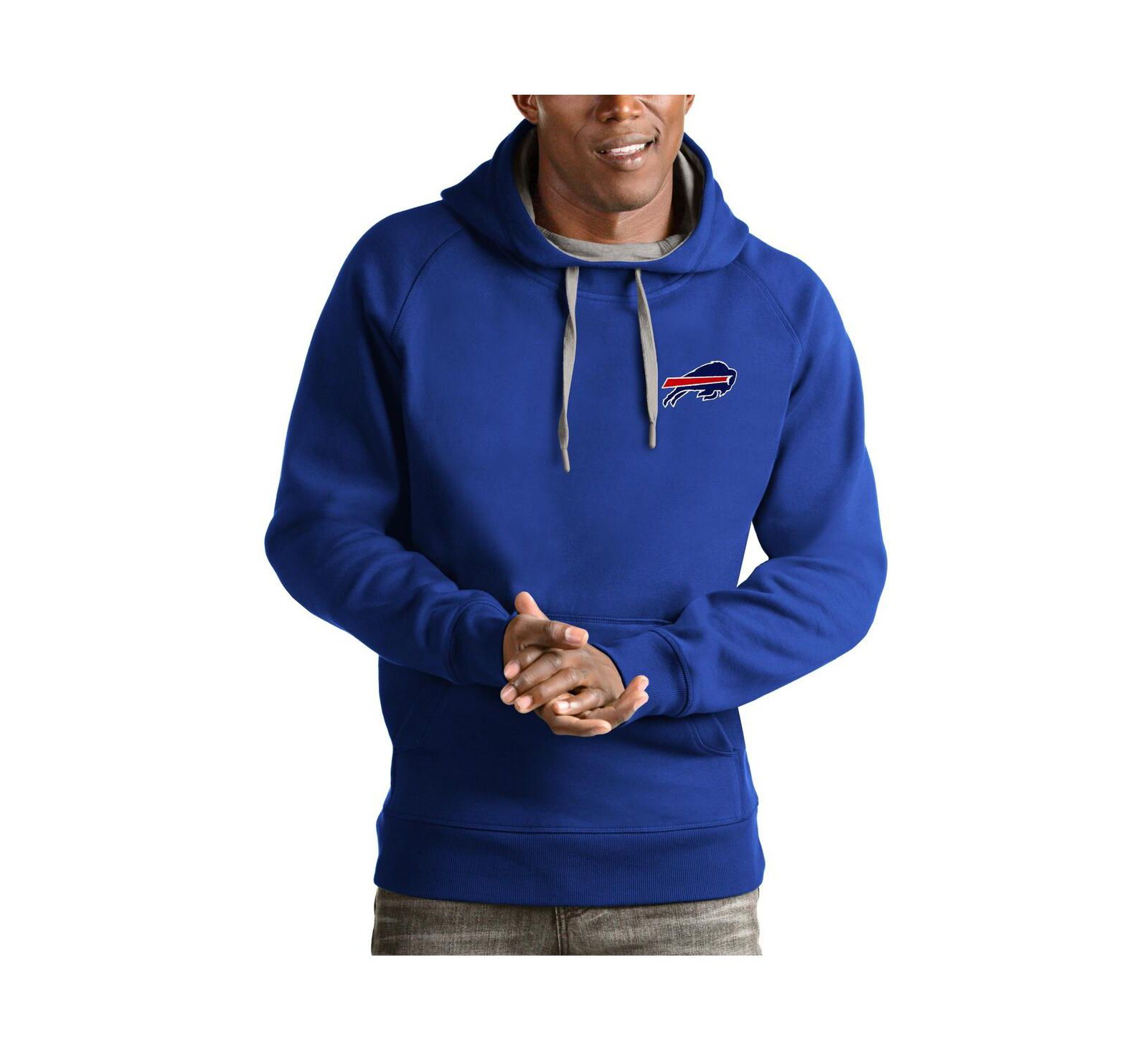 Antigua Men's Royal Buffalo Bills Logo Victory Pullover Hoodie