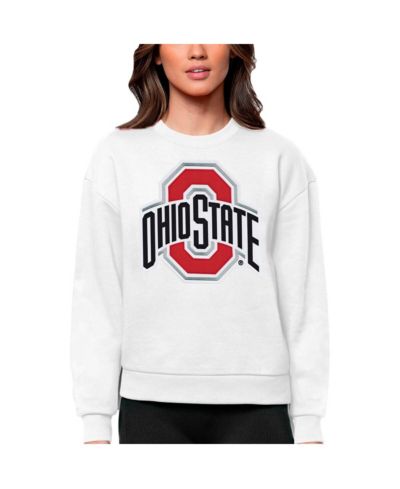 Женская толстовка Antigua White Ohio State Buckeyes Victory Crewneck Pullover