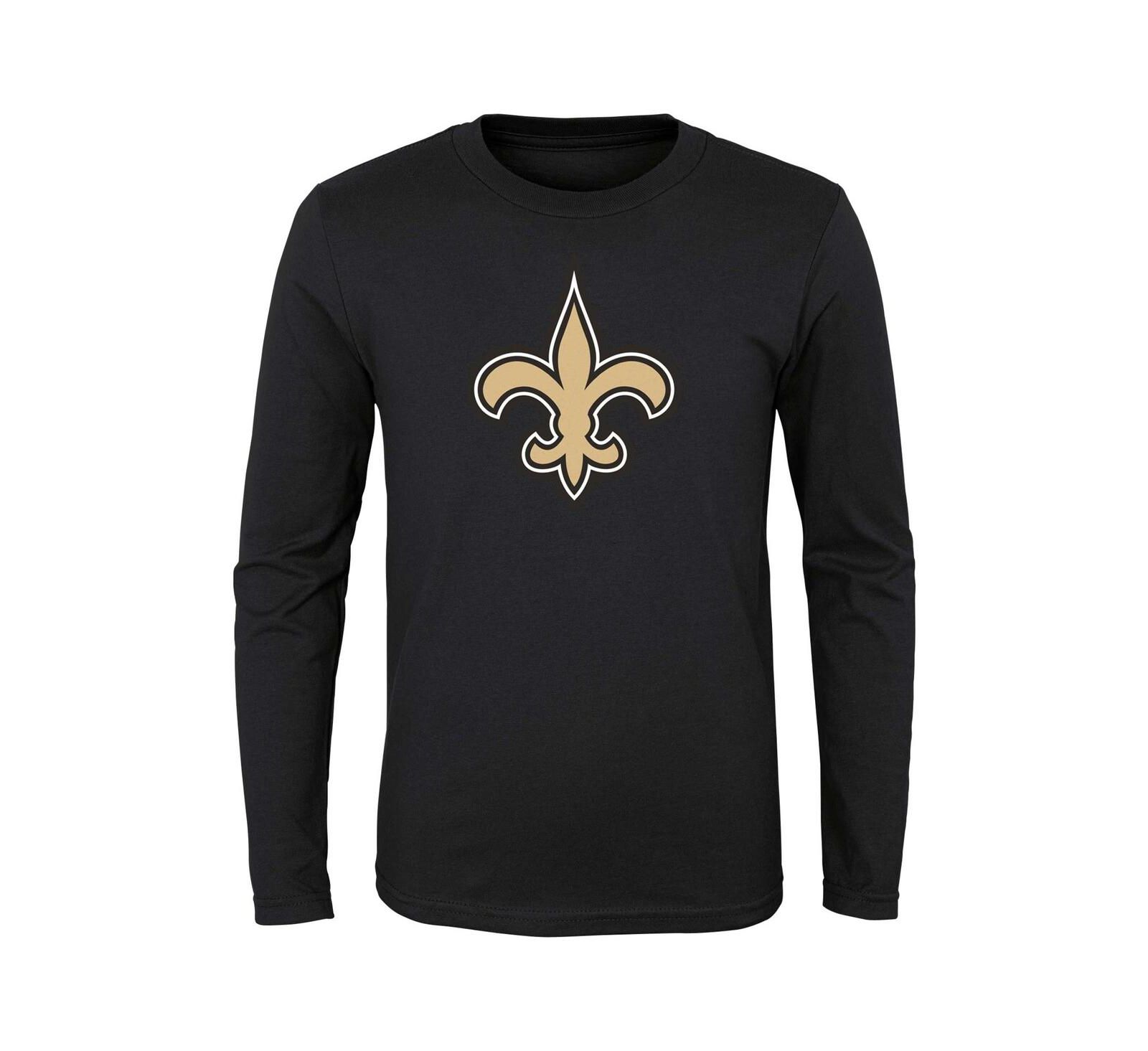 Детская футболка Outerstuff Black New Orleans Saints Primary Logo Long Sleeve