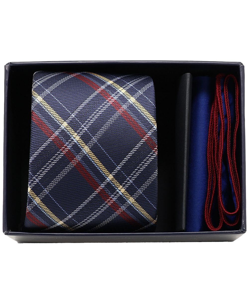 Мужской набор Ben Sherman 2-Piece Plaid Tie и Solid Pocket Square Half Box Set