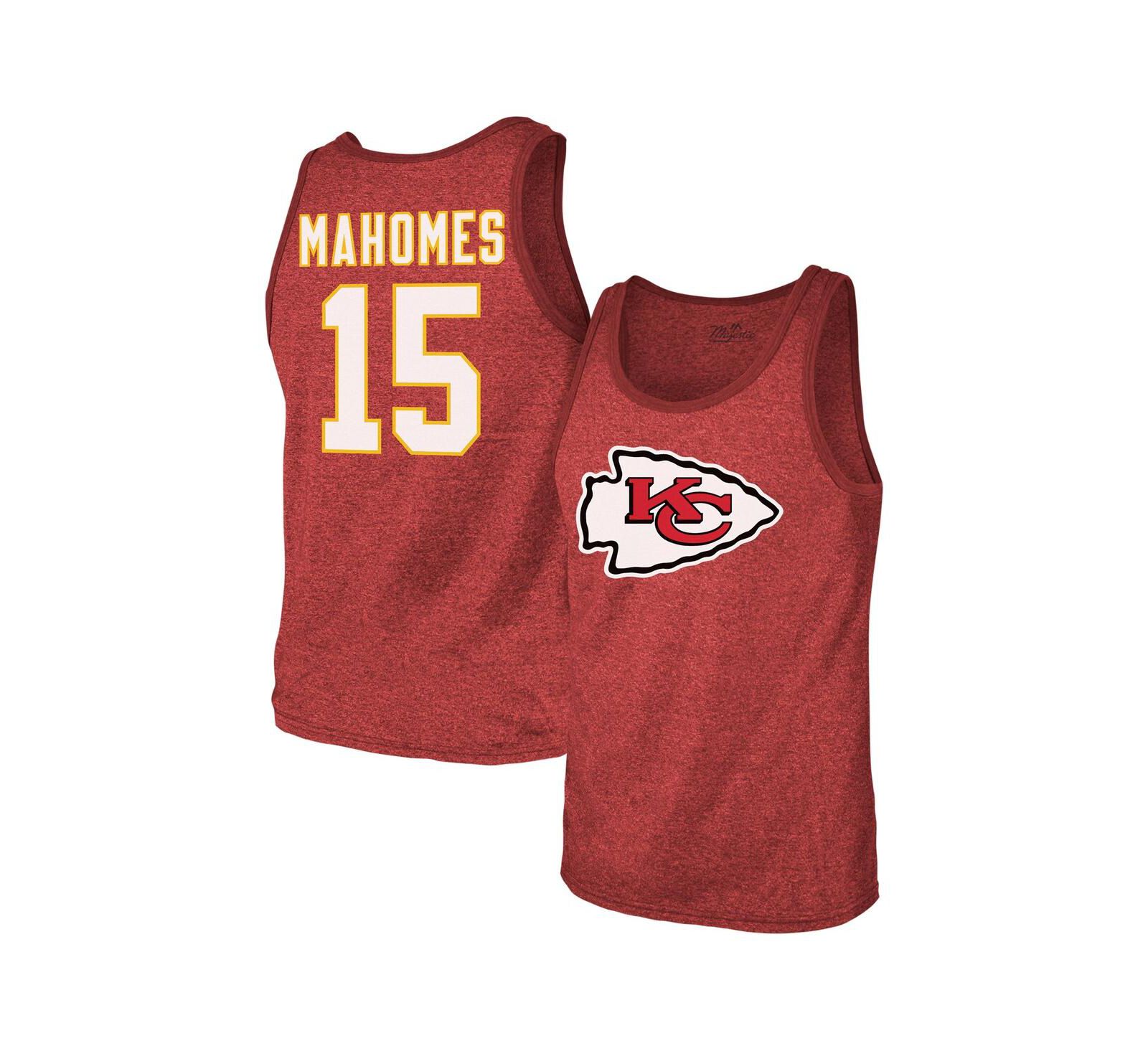 Majestic Threads мужской топ без рукавов Patrick Mahomes Red Kansas City Chiefs Tri-Blend Player Name & Number