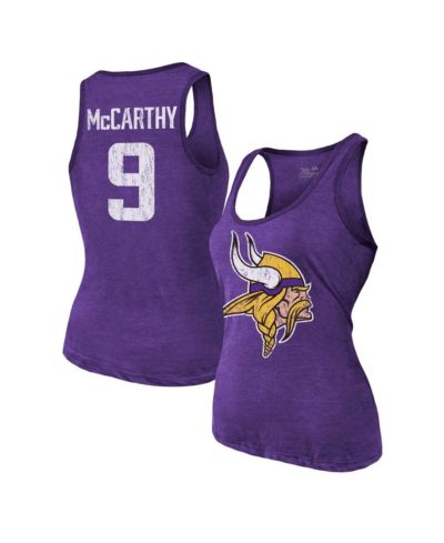 Majestic Threads Женский майка J.J. McCarthy Purple Minnesota Vikings Name & Number Tri-Blend Scoop Neck