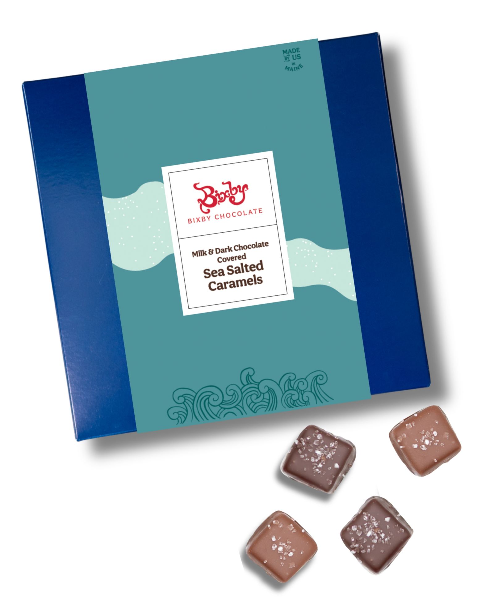 Подарочный набор шоколада Bixby Chocolate с морской солью и карамелью, темный и молочный шоколад, 50 штук
