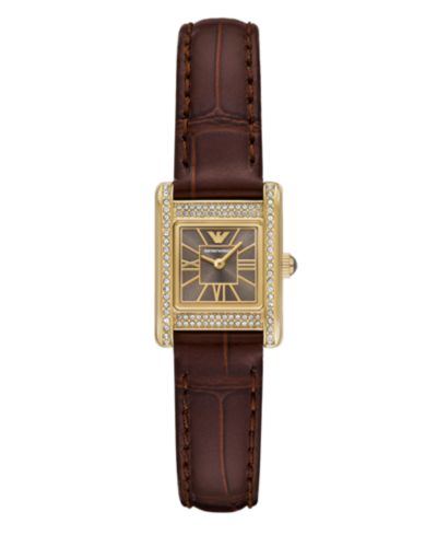 Emporio Armani Women's Brown Leather Strap Watch 26mm