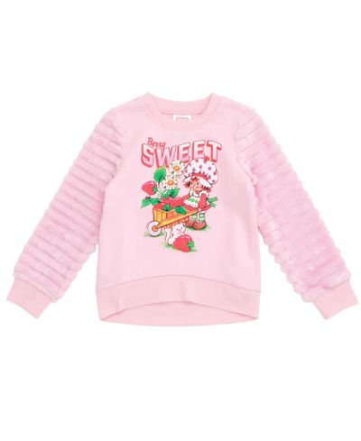 Strawberry Shortcake Fleece Pullover Sweatshirt with Faux Fur Sleeve