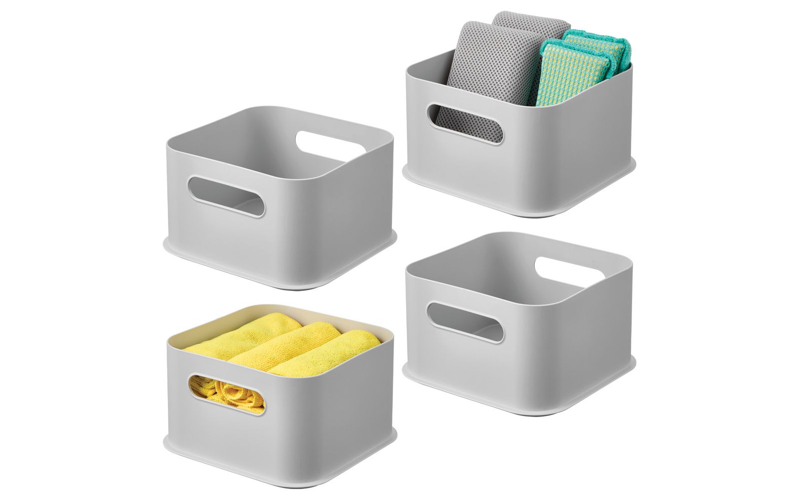 iDesign Plastic Pantry Storage Bin with Handles - Set of 4 - Gray - Made in USA