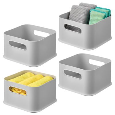 iDesign Plastic Pantry Storage Bin with Handles - Set of 4 - Gray - Made in USA