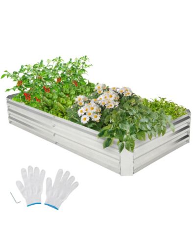 Gymax 6 x 3 x 1FT Galvanized Raised Garden Bed Heavy-Duty Elevated Rectangle Plant Box