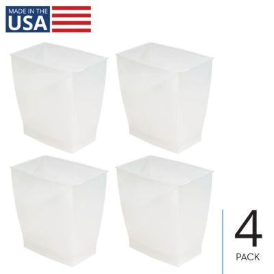 mDesign Rectangular Trash Can, 2.5 Gal. / 9.5 Liter, 4-Pack