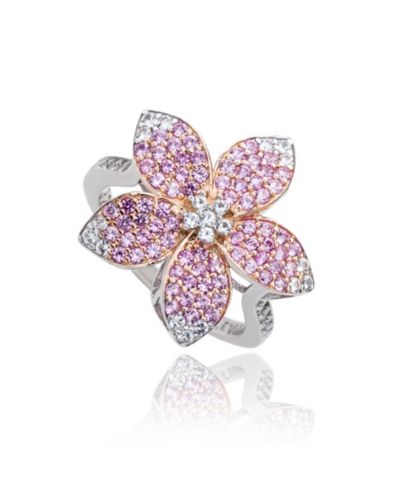Кольцо Suzy Levian Sterling Sapphire & Sapphire Flower