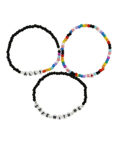 3-Piece Rainbow Beaded Stretch Bracelet Set Ally and Safe With Me