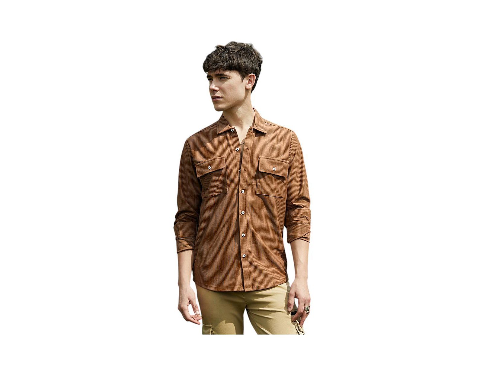 Campus Sutra Men's Solid Ribbed Utility Shirt