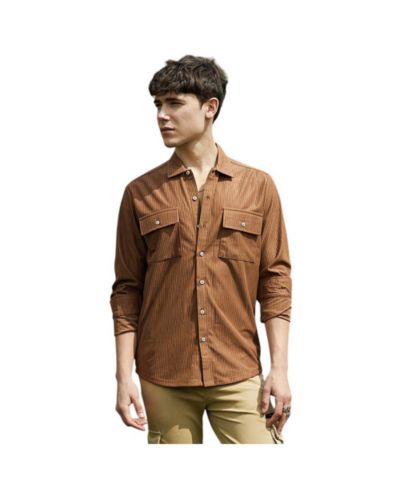 Campus Sutra Men's Solid Ribbed Utility Shirt
