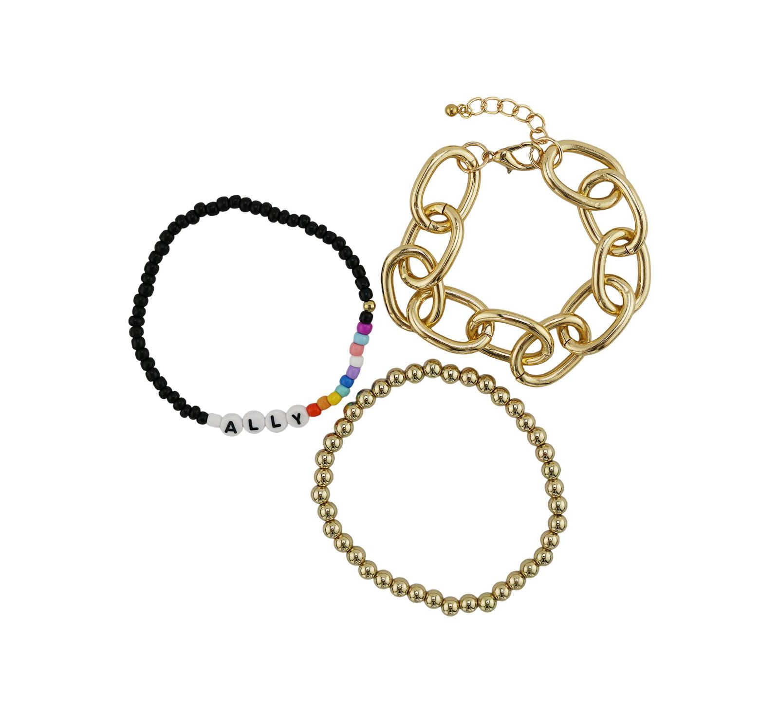 Rebl Jewelry Набор из 3 браслетов Rainbow Beaded