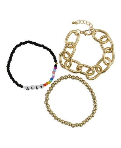 Rebl Jewelry Набор из 3 браслетов Rainbow Beaded