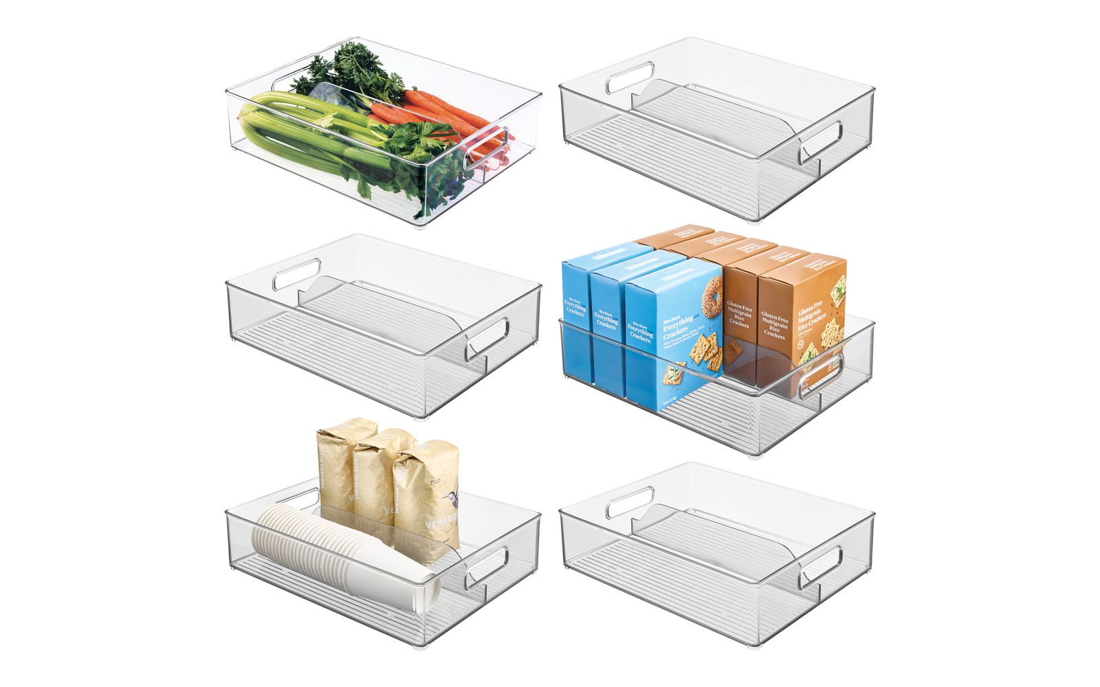 mDesign Divided Storage Bin for Fridge or Pantry, Set of 6, Clear, Made in USA