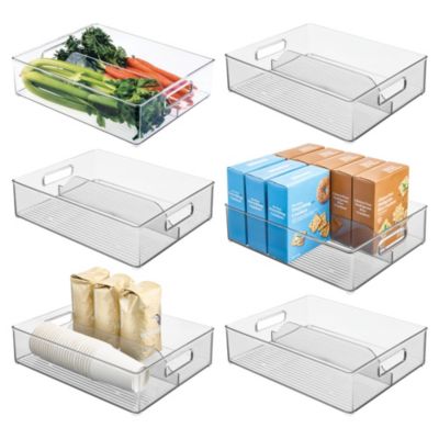 mDesign Divided Storage Bin for Fridge or Pantry, Set of 6, Clear, Made in USA