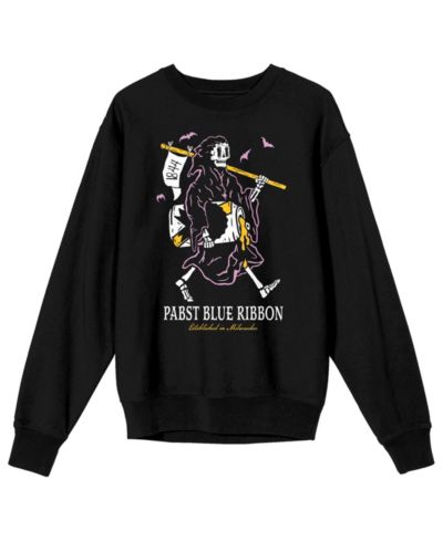 Pabst Blue Ribbon Мужской черный свитшот с круглым вырезом Grim Reaper, 3XL