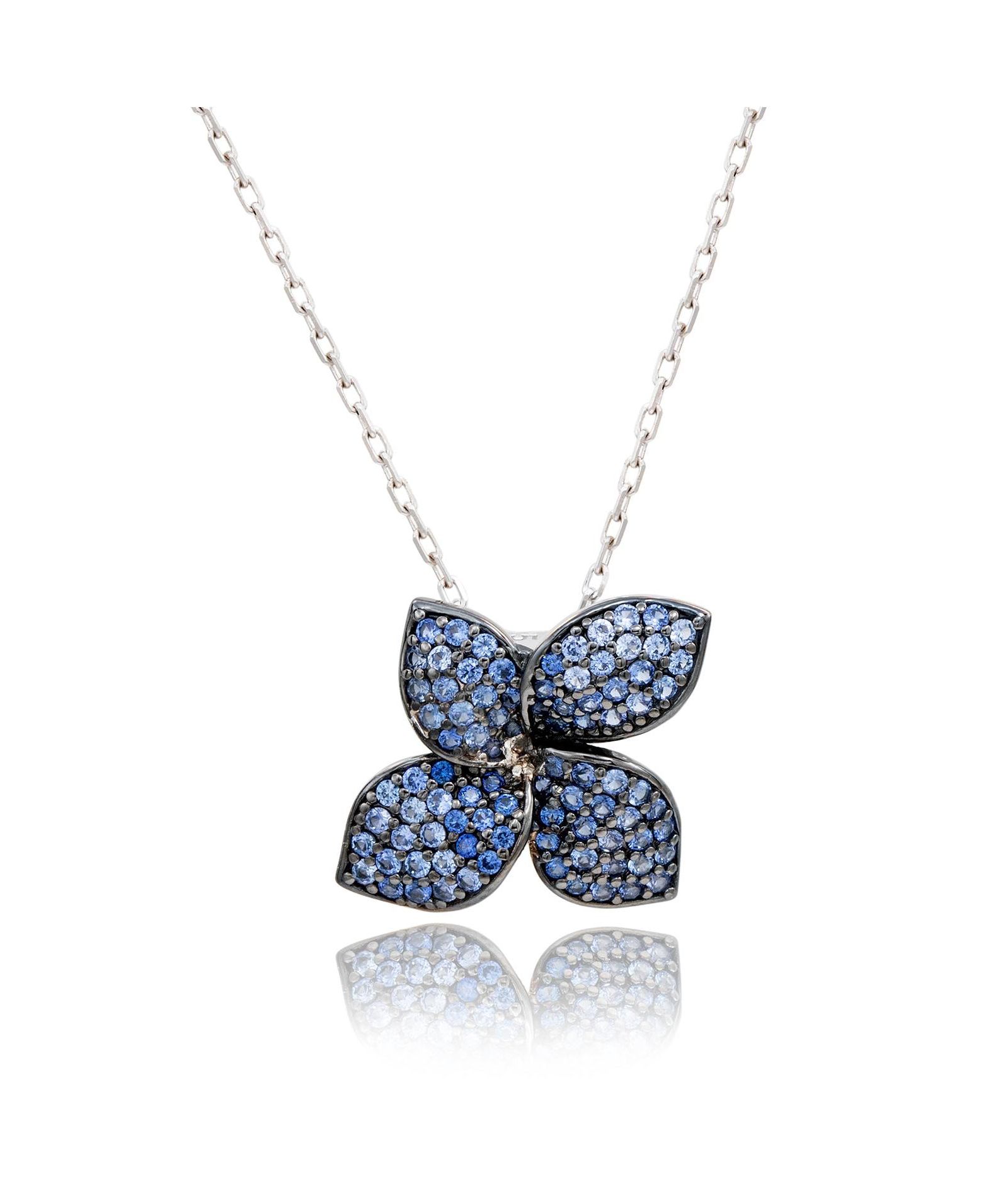 Suzy Levian Sterling Sapphire Abstract Flower Pendant