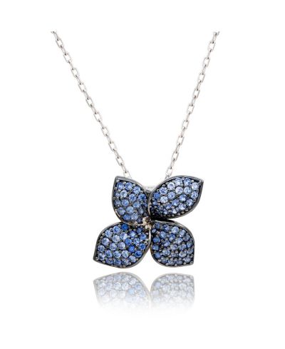 Suzy Levian Sterling Sapphire Abstract Flower Pendant