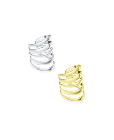 Bling Jewelry серьги-кафф с многоцветными полосками, позолоченное стерлинговое серебро, 2 шт