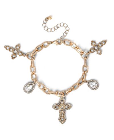 Jessica Simpson Crystal Cross Charm Bracelet