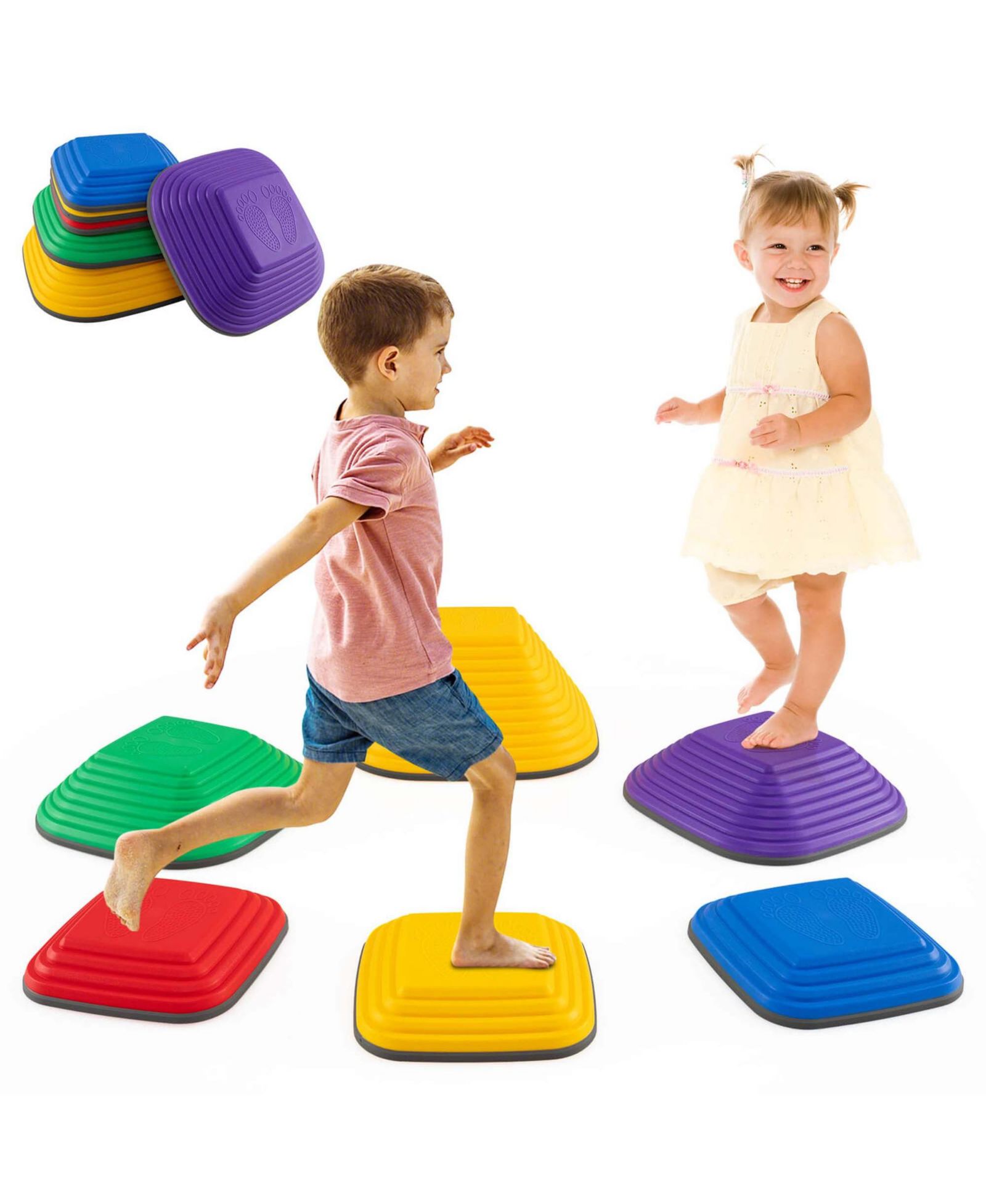 Costway Non-Slip Balance Blocks Stepping Stones, 177 lbs Capacity, 6-Piece Set, Ages 3+