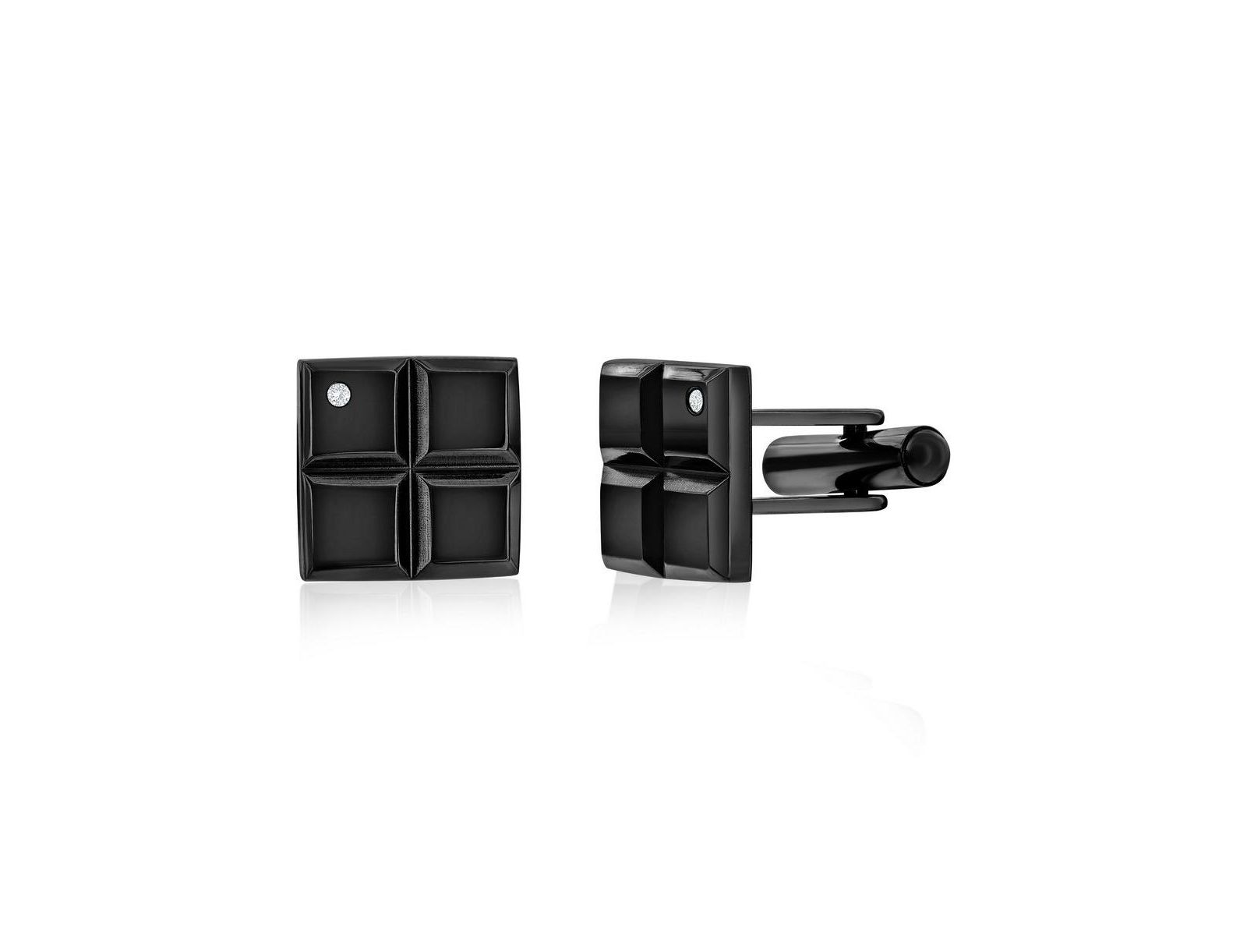Запонки Metallo Square Single CZ из нержавеющей стали