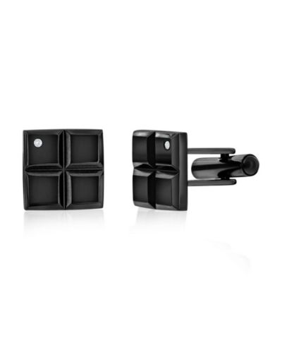Stainless Steel, Square Single CZ Cuff Links