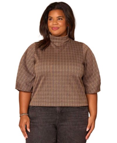 Кроп-топ Democracy Plus Size Pleated Elbow Sleeve Mock Neck