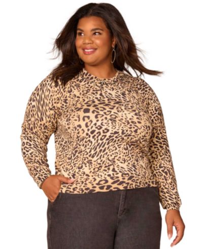 Democracy Plus Long Sleeve Sequin Printed Sweater