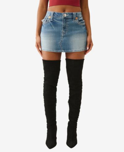 True Religion Women's Sadie Rope Stitch Flap Skirt