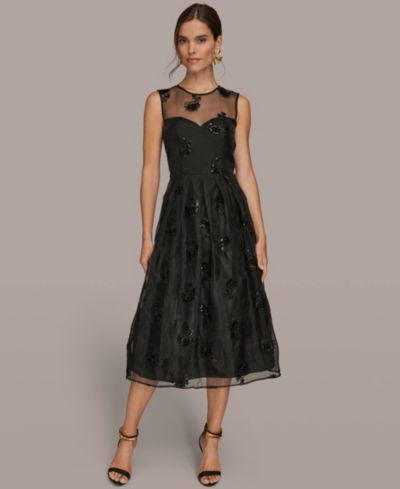 Donna Karan New York Women's Sleeveless Illusion Cocktail Dress