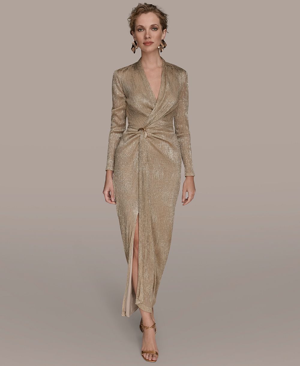 Женское вечернее платье Donna Karan New York с V-образным вырезом и драпировкой